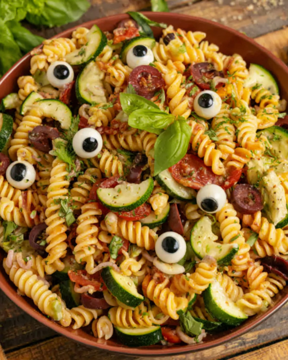 Spooky Halloween Eyeball Pasta Salad