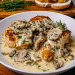 Creamy Garlic Mushroom Chicken Thighs recipe