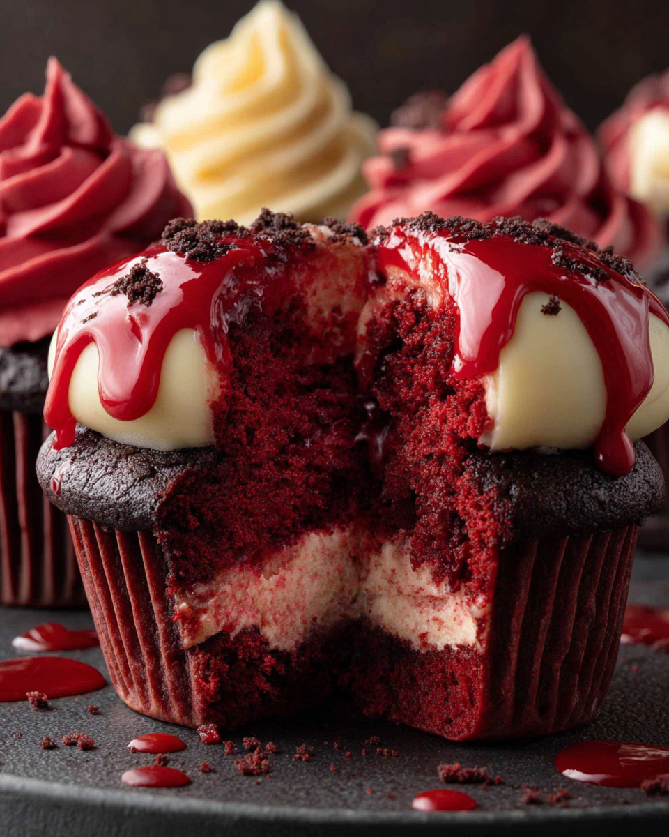 Spooky Halloween Vampire Bite Cupcakes