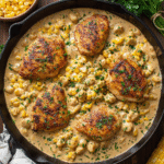 Skillet Creamy Cajun Chicken Lazone with Herby Corn recipe