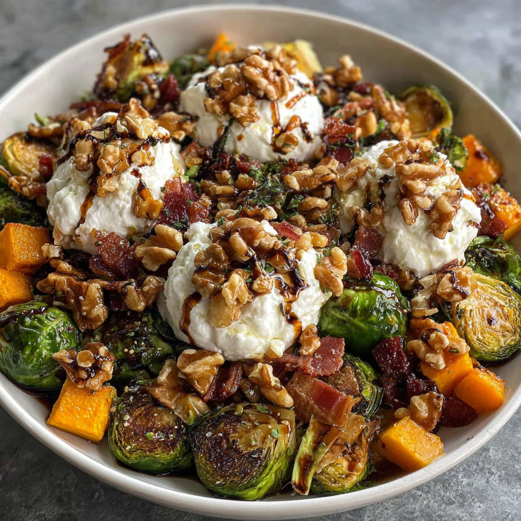 Autumn Salad featuring Maple-Glazed Brussels Sprouts