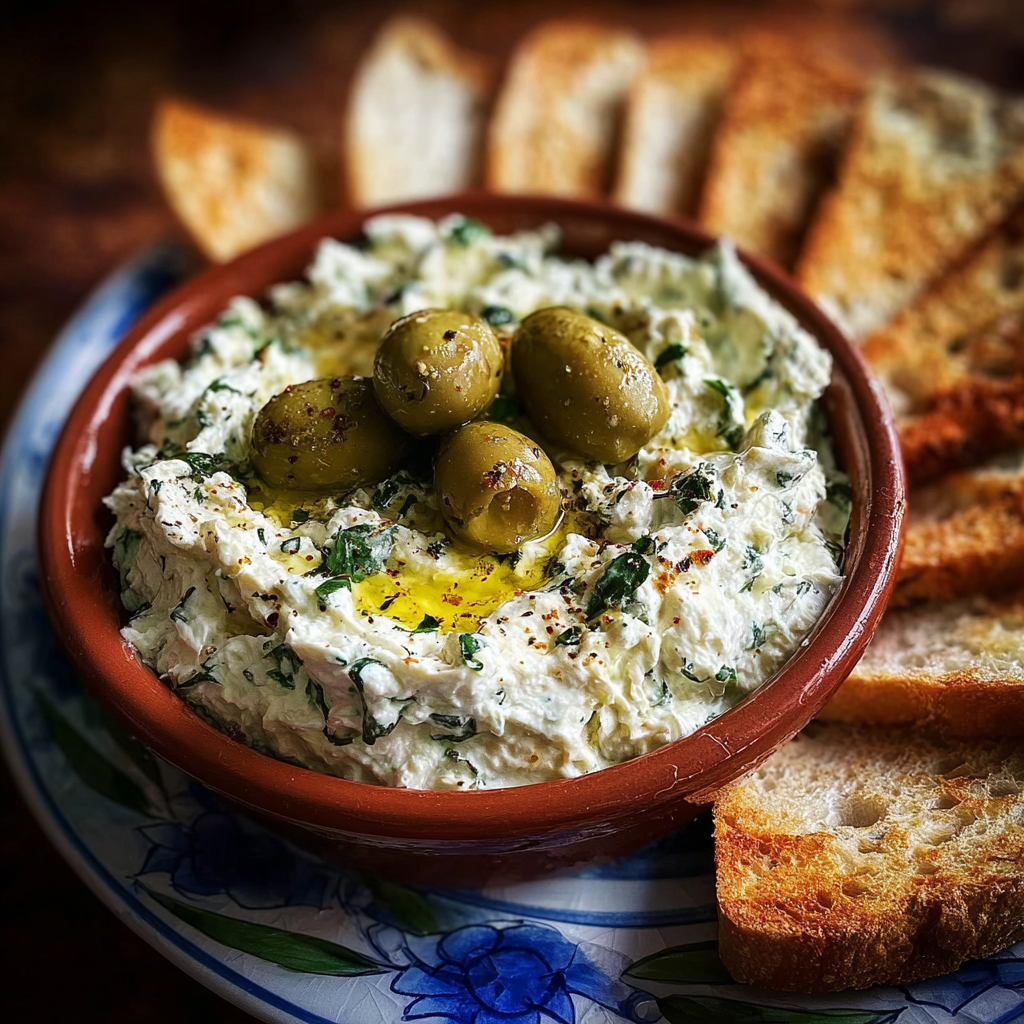 Creamy Feta Green Olive Spread for Olive Lovers