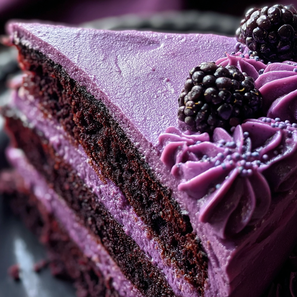 Elegant Blackberry Layer Cake with Rich Purple Frosting