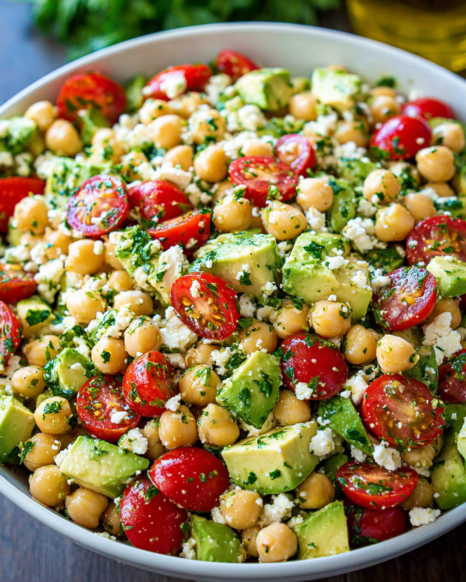 Chickpea Feta Avocado Salad Harmony in a Bowl