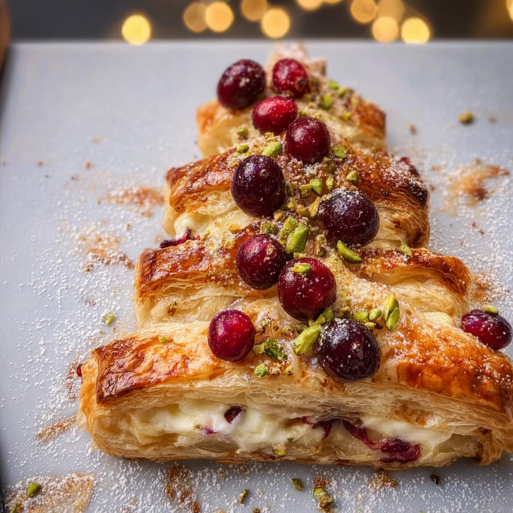 Cranberry, Camembert & Pistachio Christmas Tree Puff Pastry