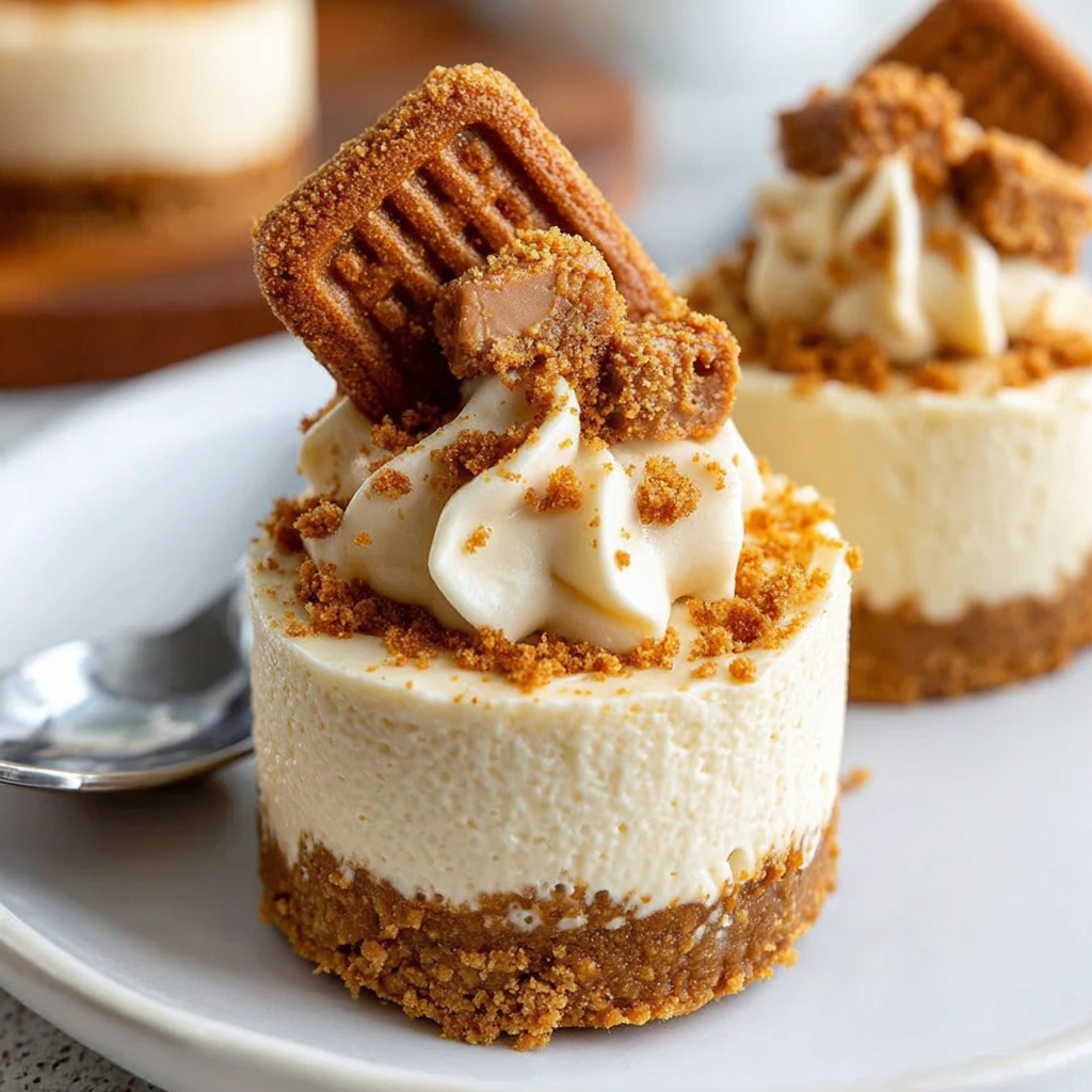 Delicious No Bake Mini Biscoff Cheesecakes