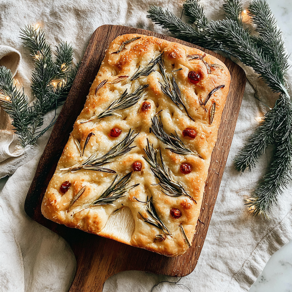 Deliciously Festive Christmas Tree Focaccia
