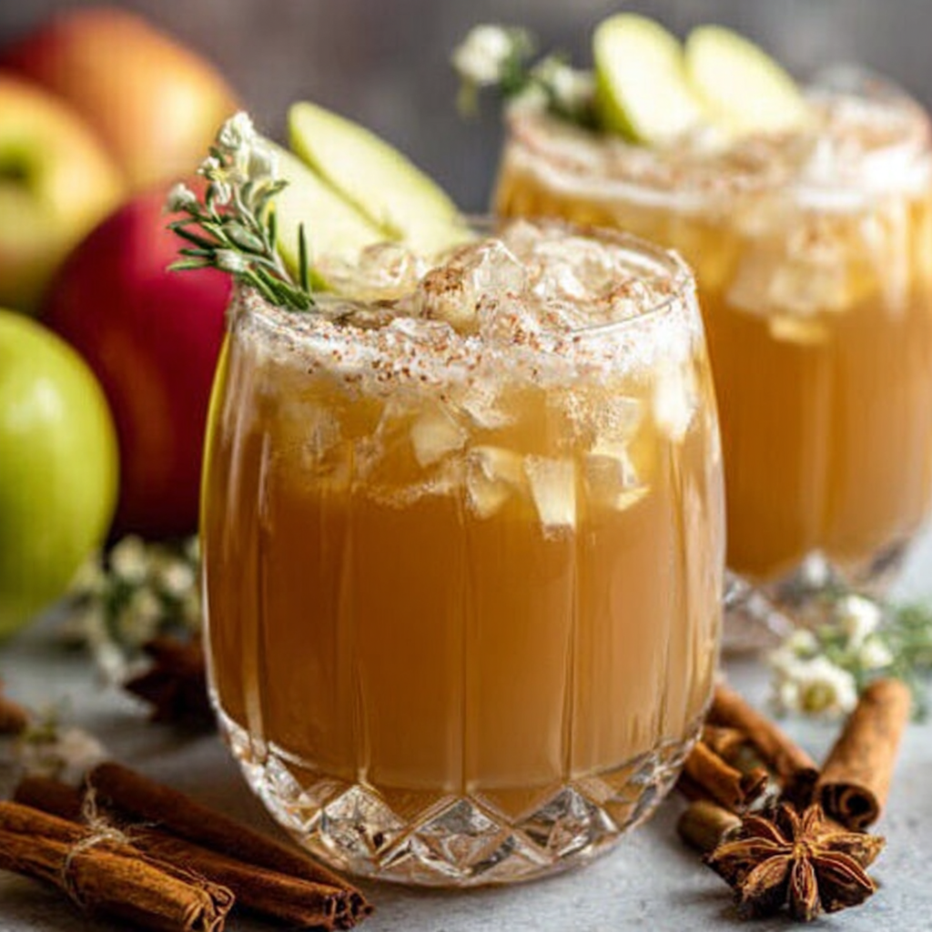 Deliciously Spiced Caramel Apple Pie Punch Mocktail