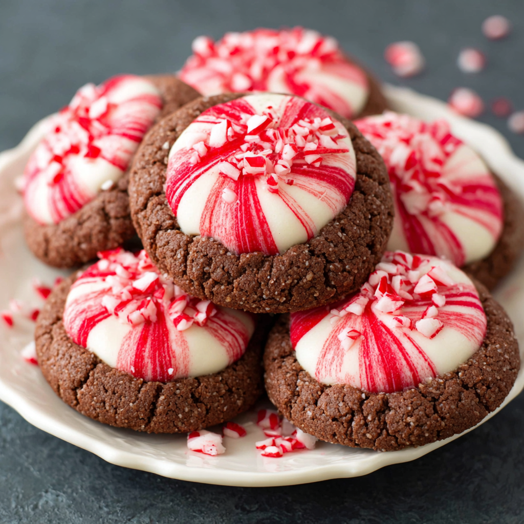 Delightful Peppermint Chocolate Blossom Cookies