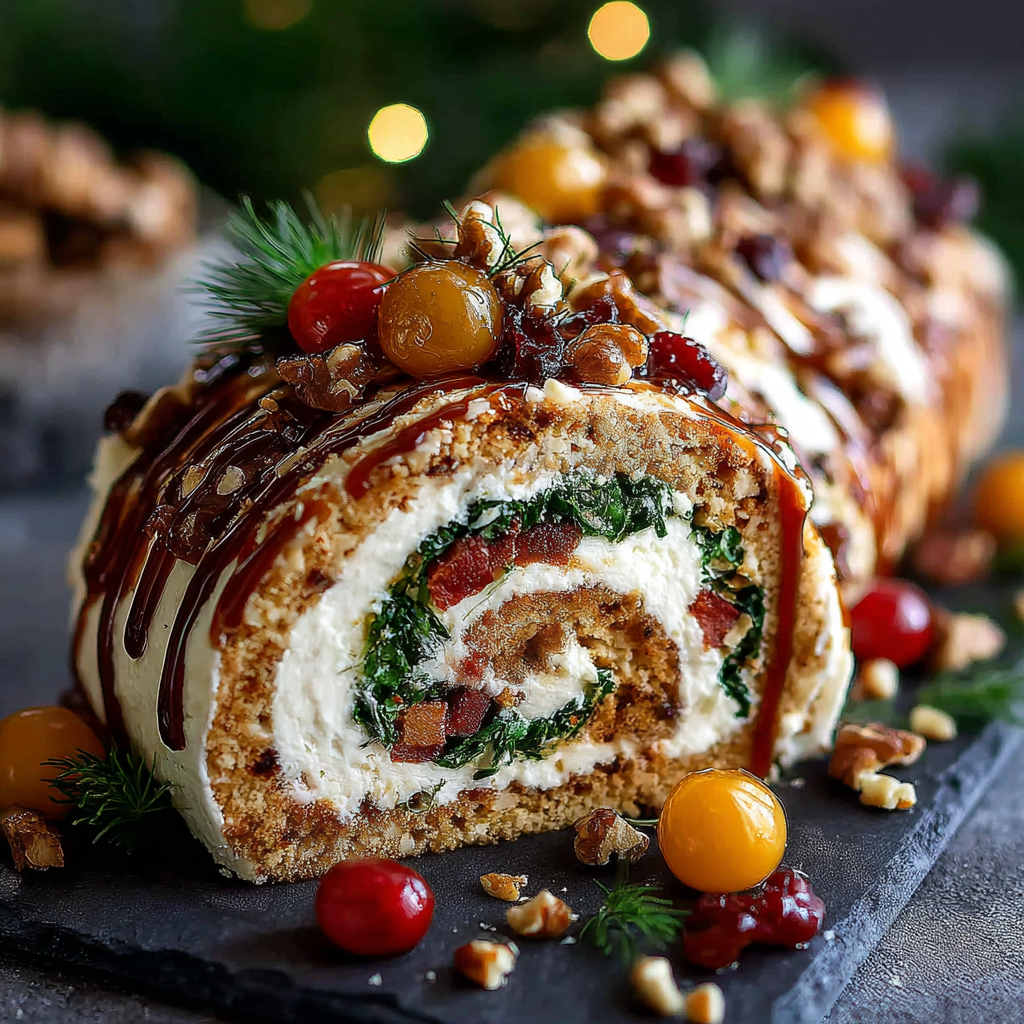 Festive Holiday Antipasto Cream Cheese Log Recipe