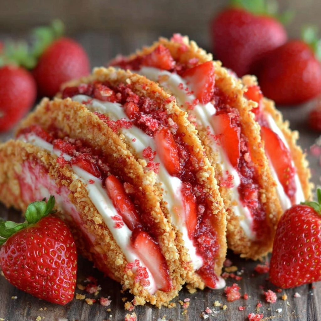 Indulge in Refreshing Strawberry Crunch Cheesecake Tacos
