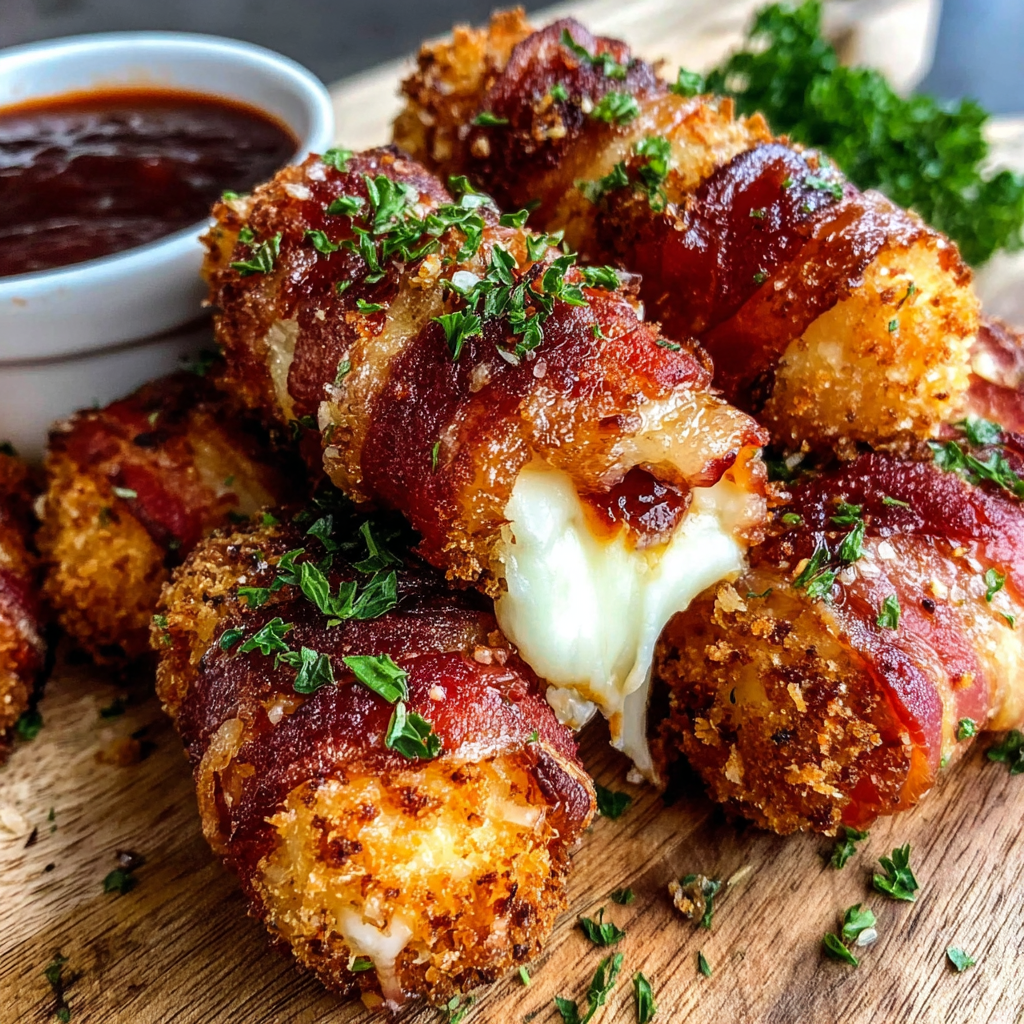 Nashville Hot Bacon Wrapped Mozzarella Sticks