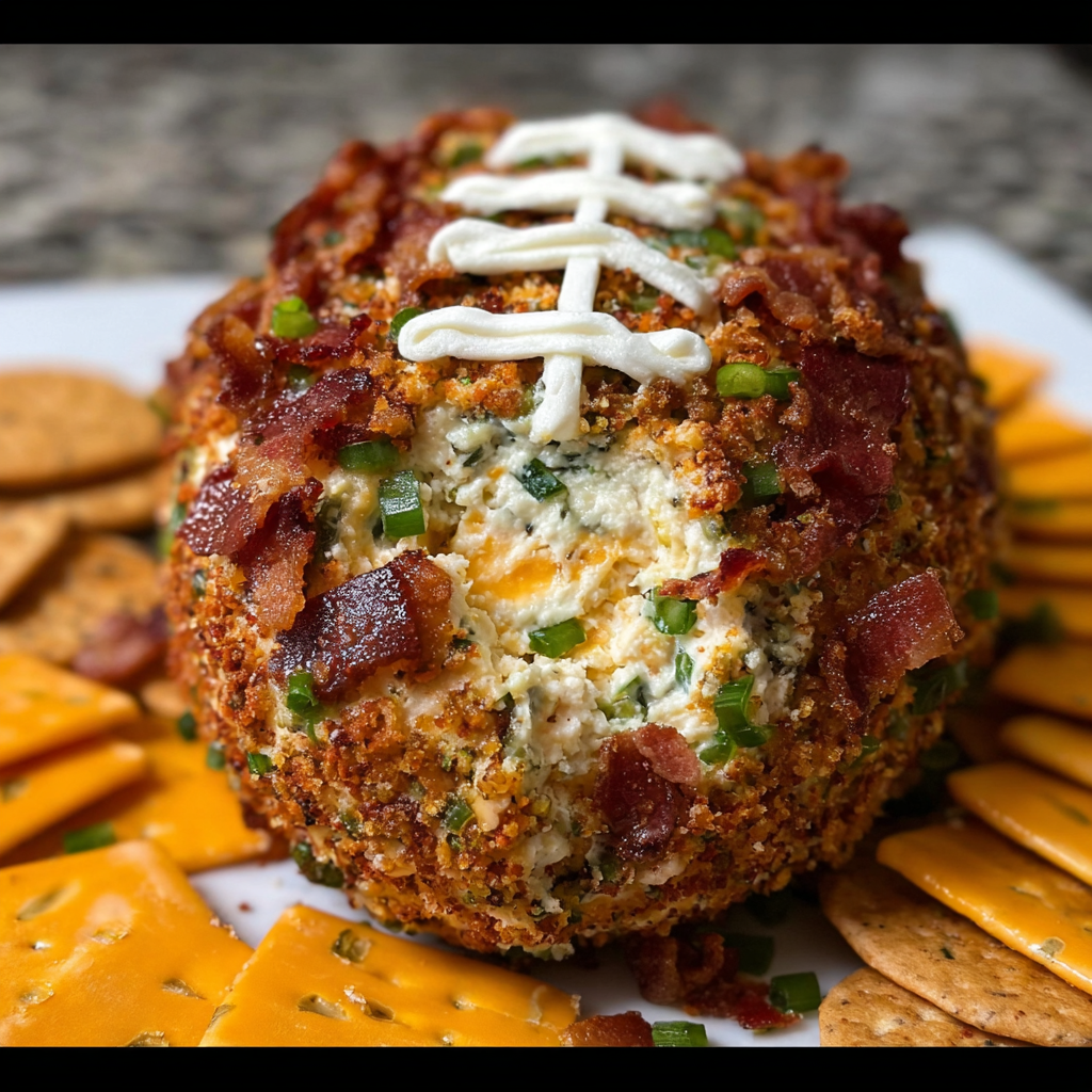 Zesty Jalapeño Popper Football Cheese Ball Appetizer