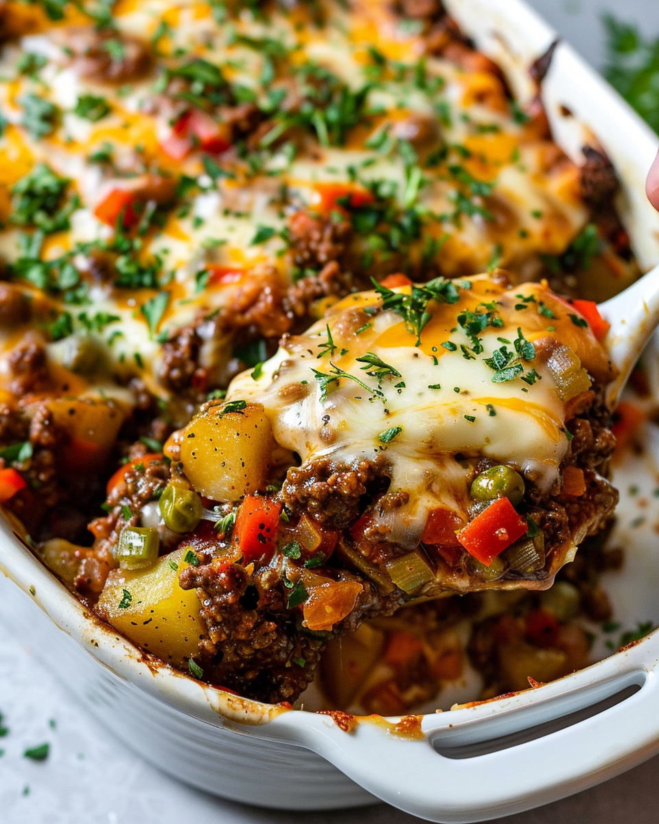Creamy Cheesy Ground Beef and Potatoes Casserole