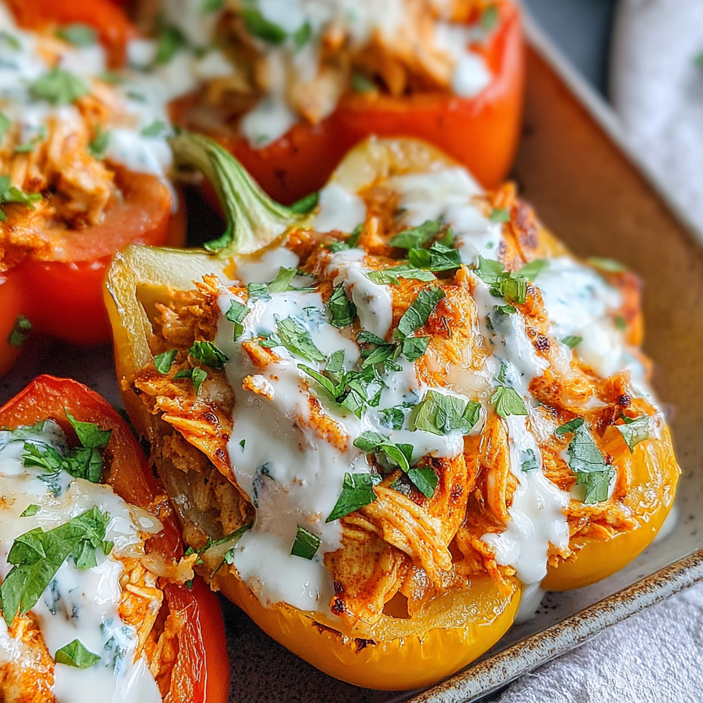 Delicious Buffalo Chicken Stuffed Peppers Recipe
