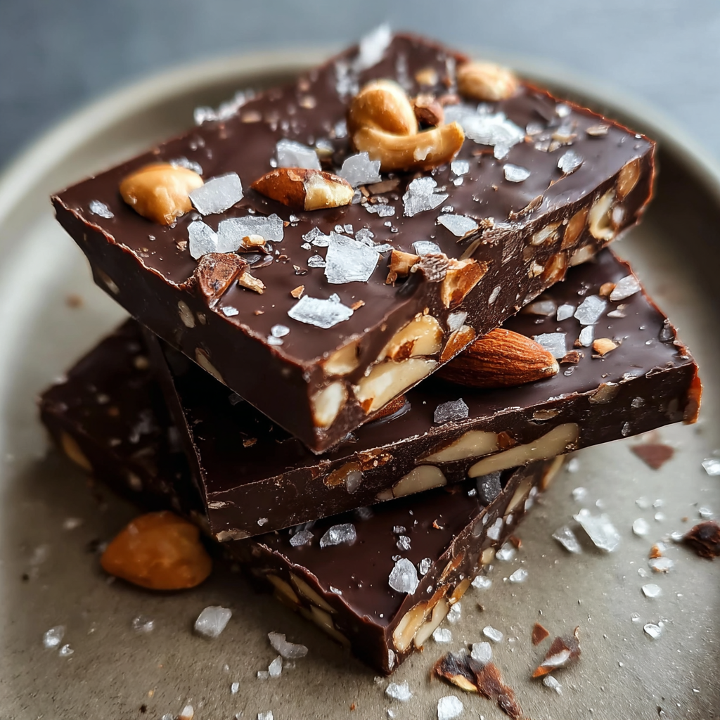 Delicious Dark Chocolate and Sea Salt Nut Bars
