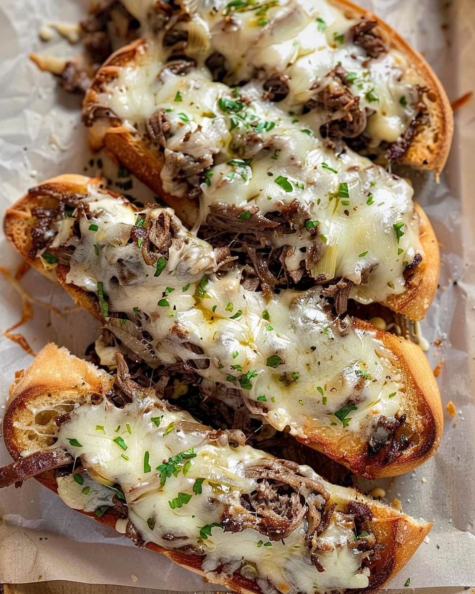 Delicious Philly Cheesesteak Garlic Bread Recipe