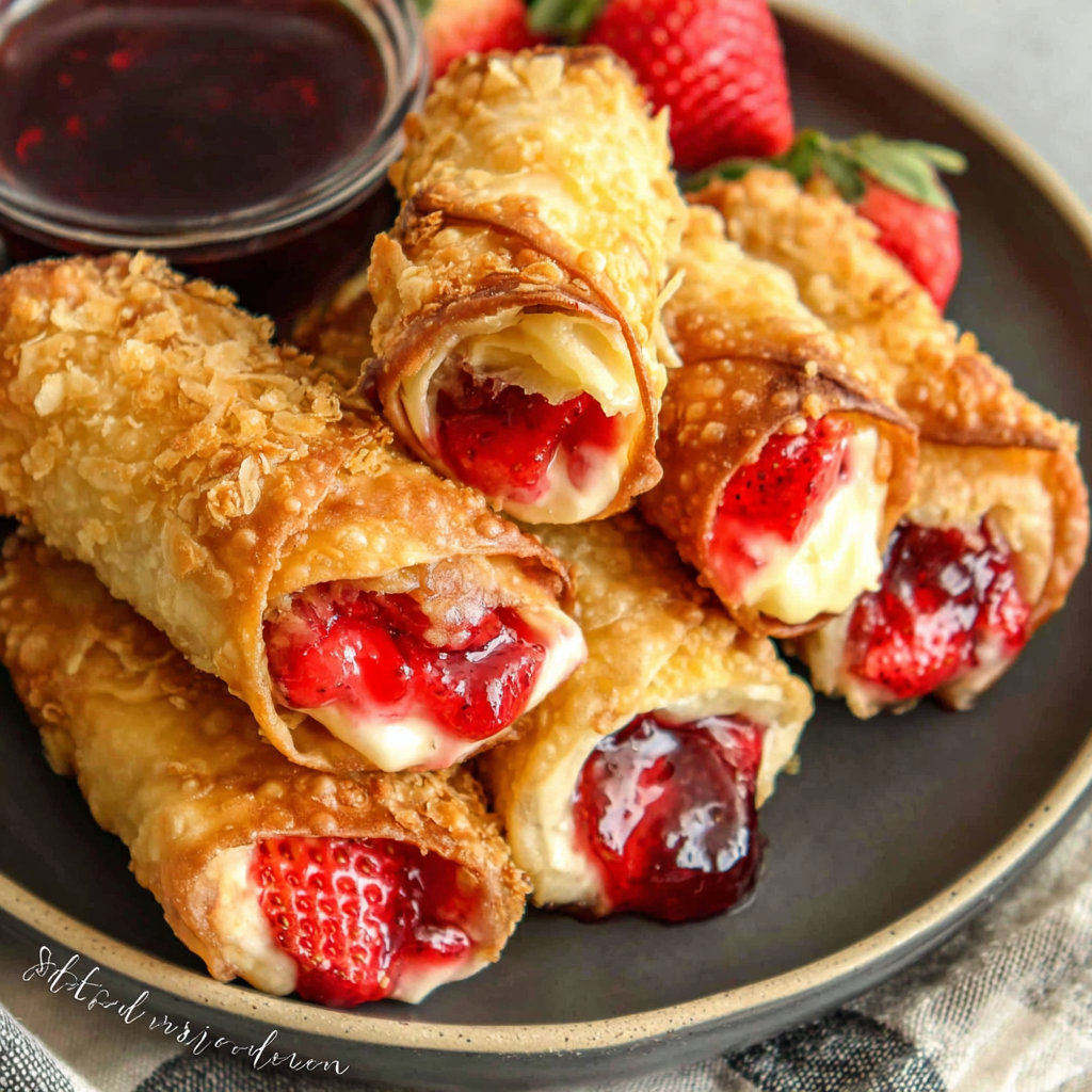 Delicious Strawberry Cheesecake Stuffed Eggrolls