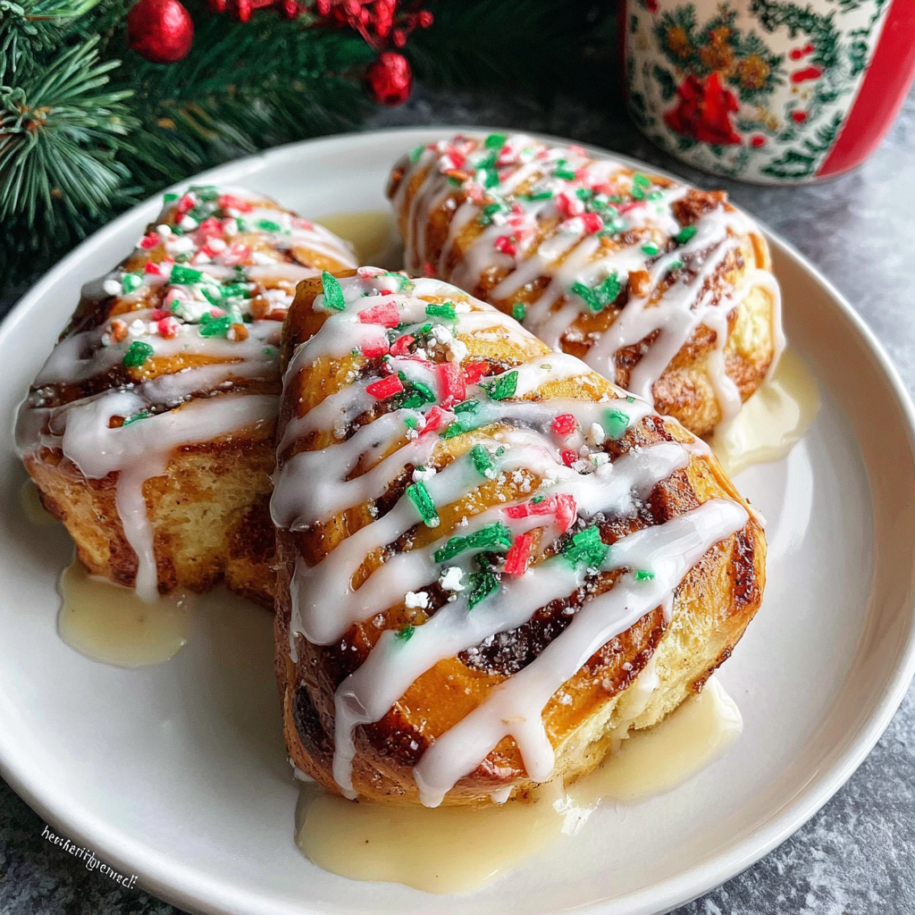 Festive Cinnamon Rolls Shaped Like Christmas Trees