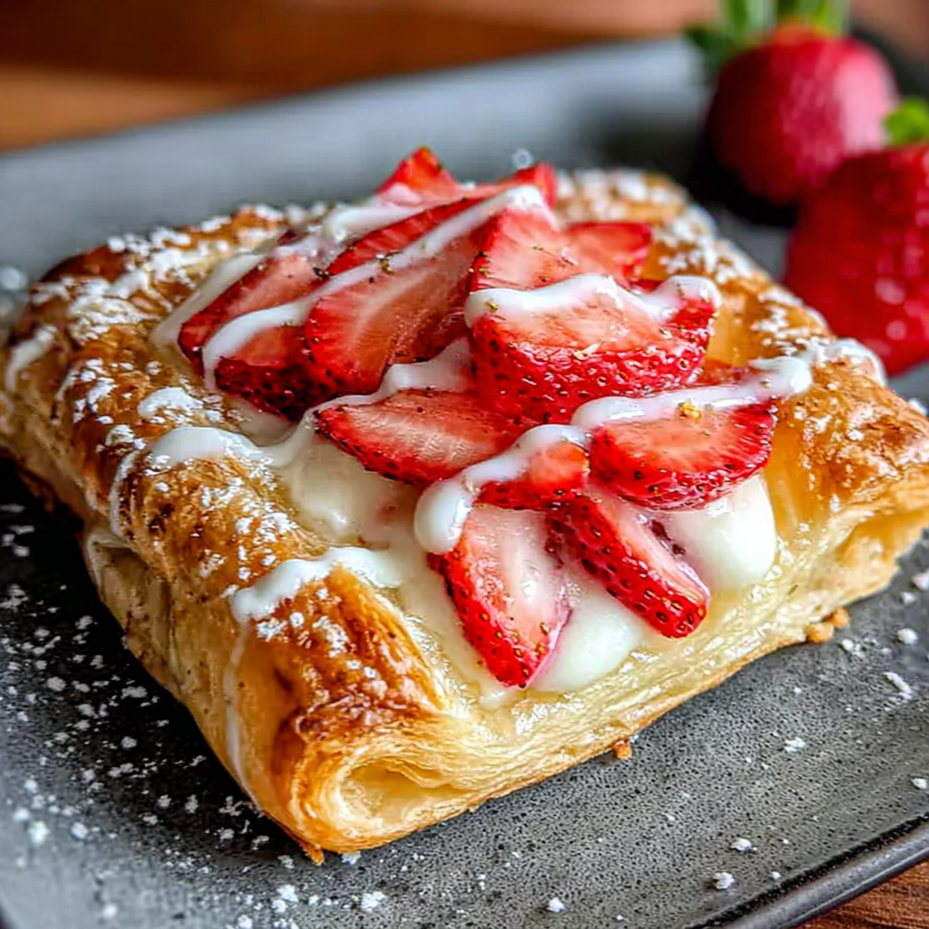 Flaky Strawberry Danish with Cream Cheese Filling