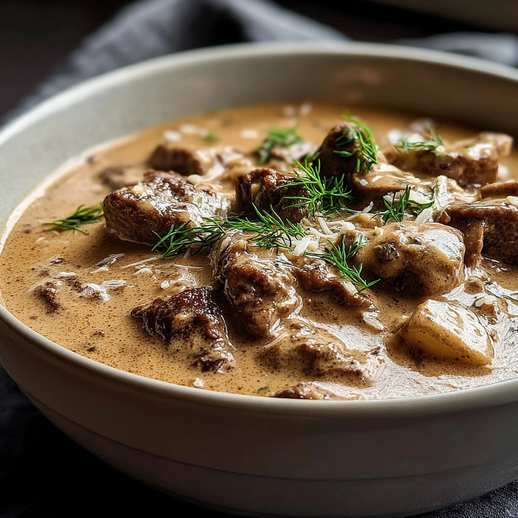 Rich and Flavorful Slow Cooker Beef Stroganoff Stew