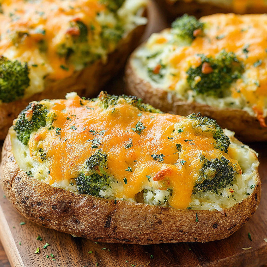 Broccoli Cheddar Twice Baked Potatoes for Comfort