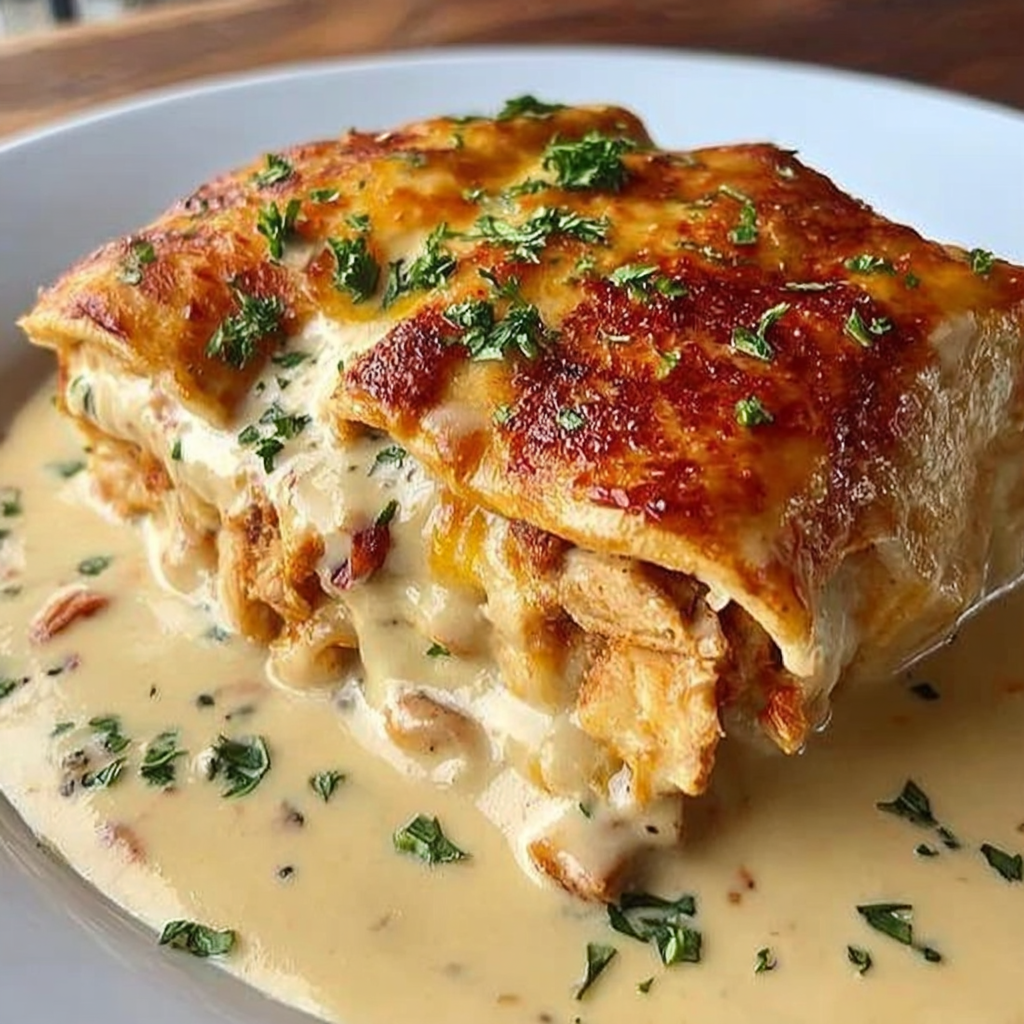 Delicious Cheesy Chicken Enchiladas in Creamy Sauce
