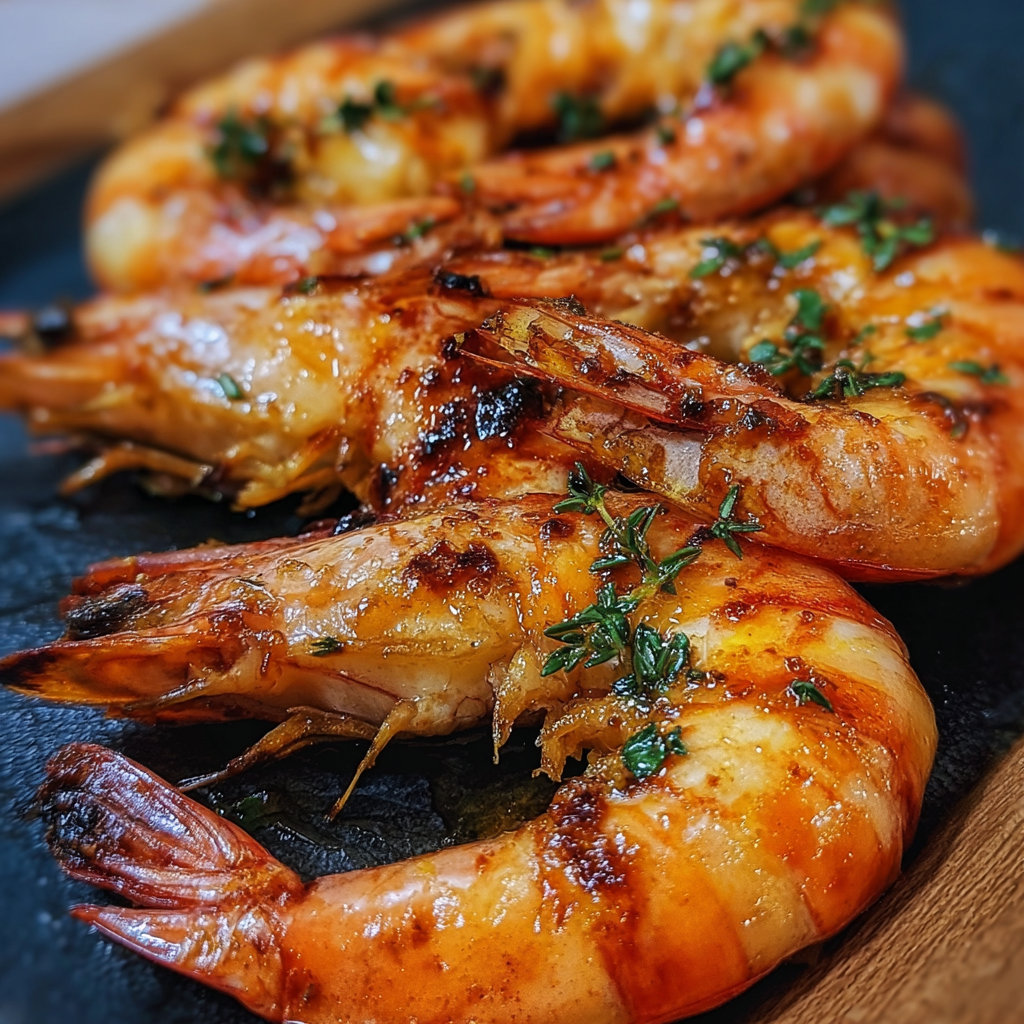 Deliciously Grilled Prawns with Thyme Flavor