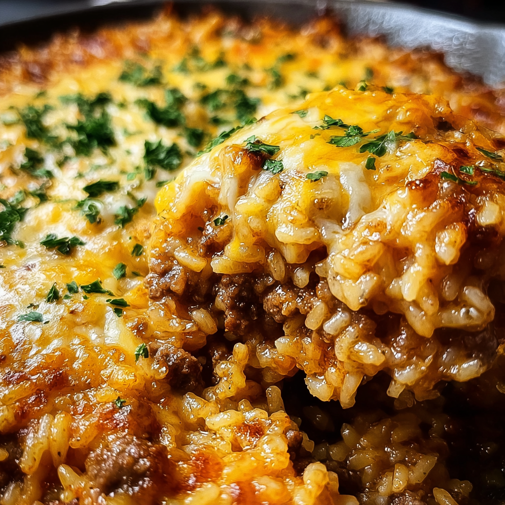 Satisfying Cheesy Hamburger Rice Casserole Recipe