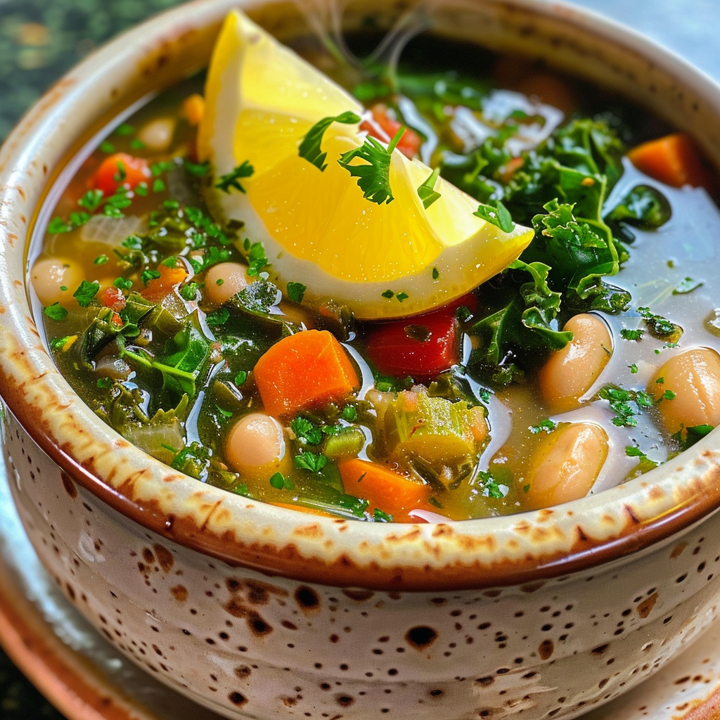 how to make Gut-Healthy Mediterranean White Bean & Vegetable Soup With Kale And Lemon For Immune Support step by step