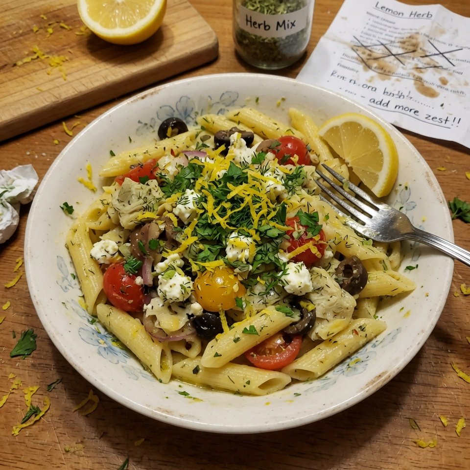how to make Lemon Herb Mediterranean Pasta step by step
