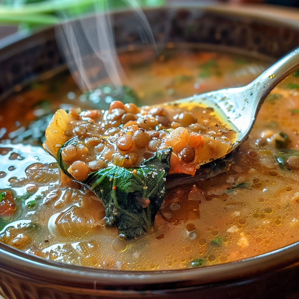 fresh ingredients for Nourishing Mediterranean Lentil Soup With Spinach & Lemon: A Gut-Healthy Powerhouse