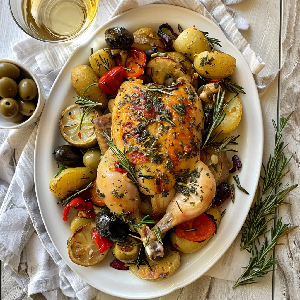 how to make One-Pan Lemon Herb Mediterranean Chicken And Roasted Vegetables For Weeknights step by step