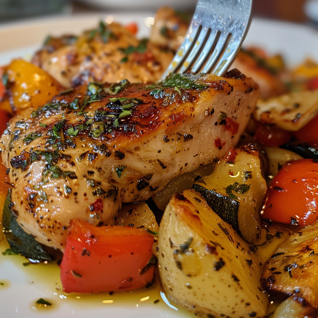 fresh ingredients for One-Pan Lemon Herb Mediterranean Chicken And Roasted Vegetables For Weeknights