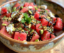 Refreshing Watermelon Feta Mint Salad With Balsamic Glaze And Pistachios