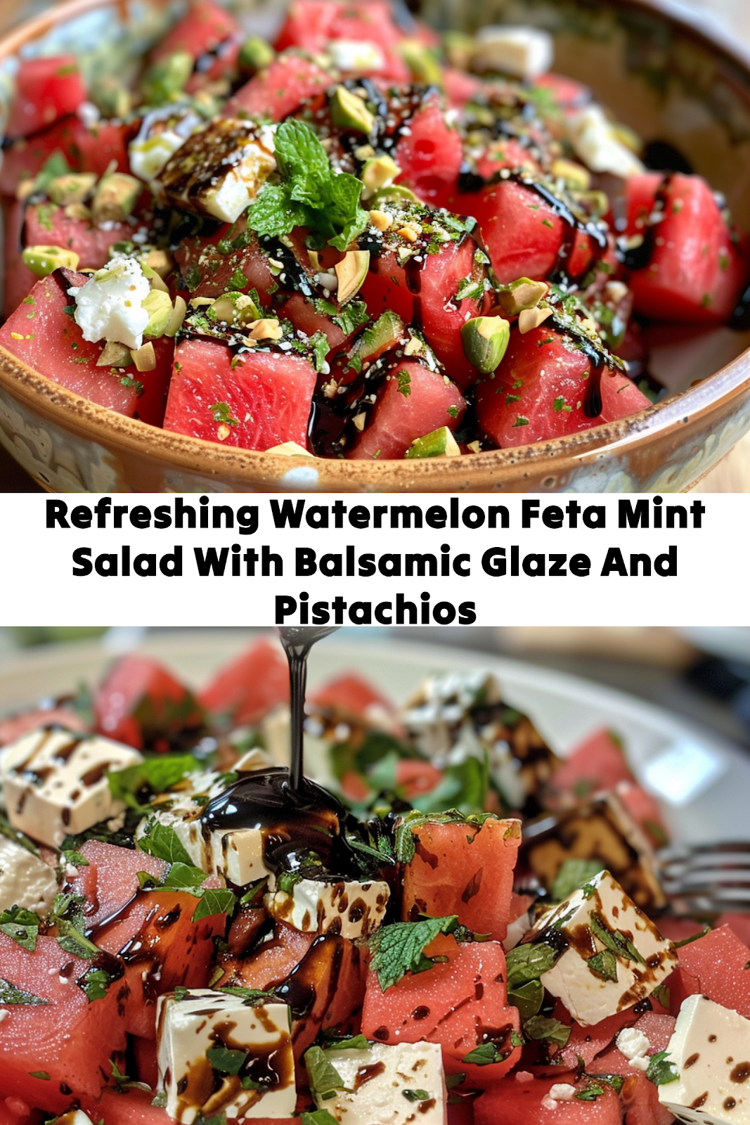 Easy Watermelon Feta Mint Salad With Pistachios