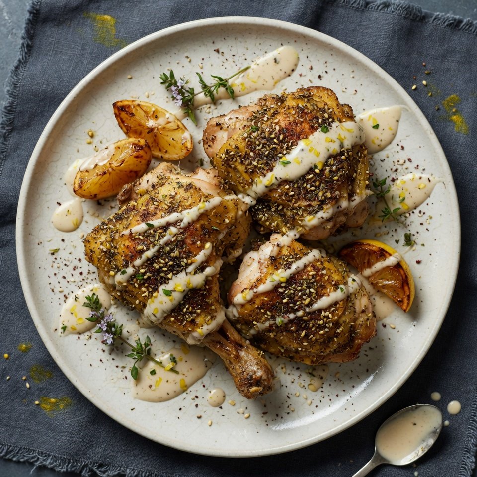 how to make Crispy Baked Za'Atar Chicken With A Bright Lemon Tahini Drizzle — Ready In 30 Minutes step by step