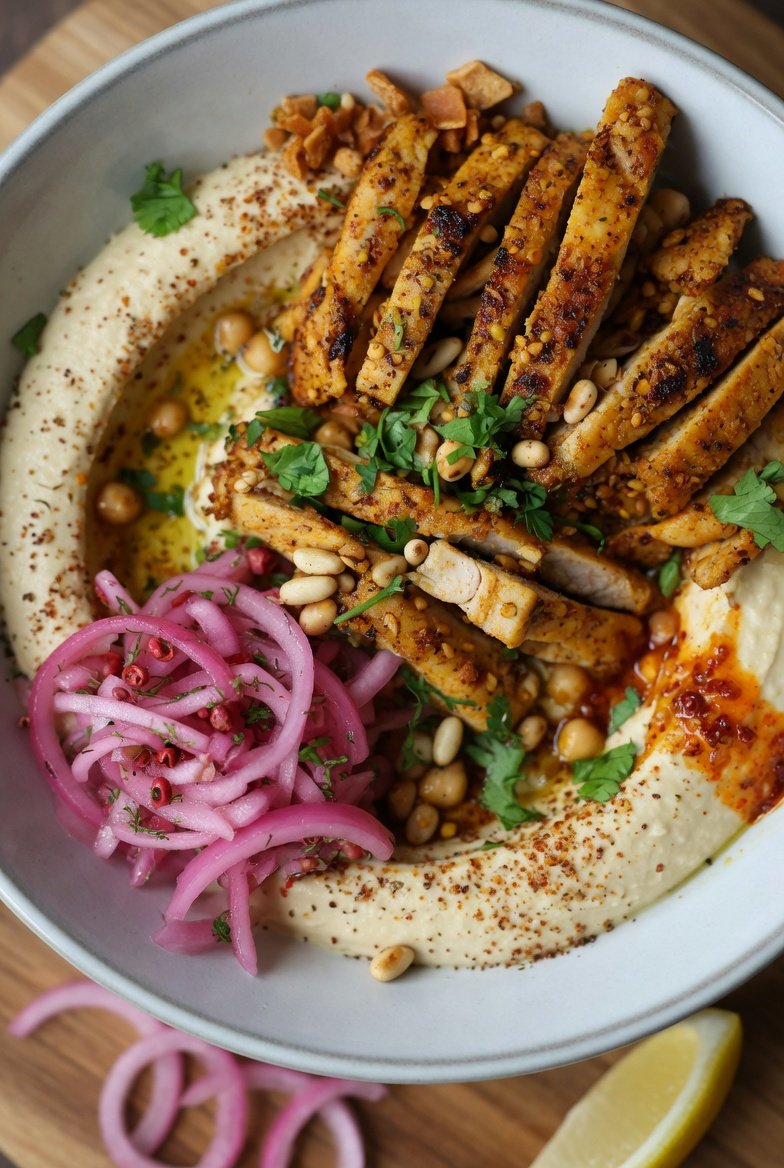 how to make The Easiest Chicken Shawarma Bowl With Hummus And Pickled Onions You'Ll Crave Daily step by step