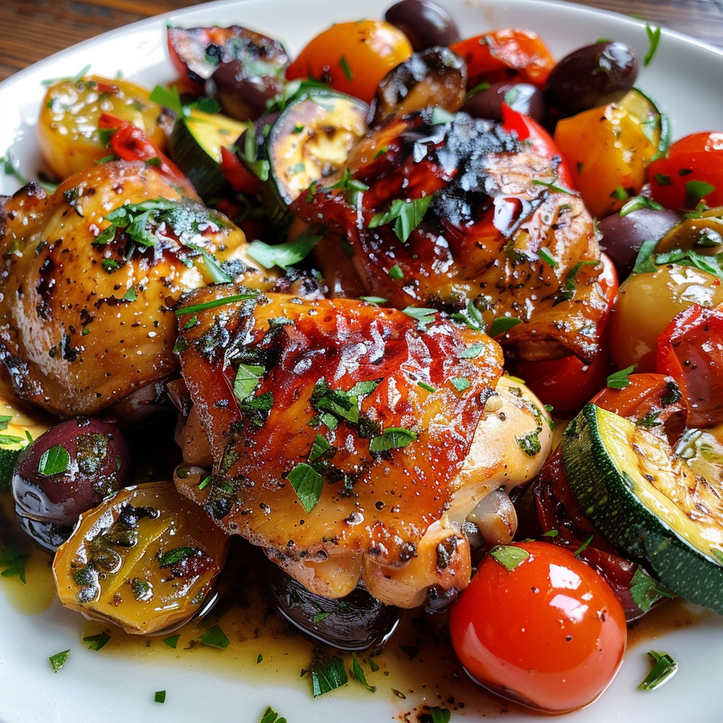 how to make One-Pan Mediterranean Lemon-Herb Chicken With Roasted Vegetables & Olives For Easy Meal Prep (Mediterranean Chicken Recipes) step by step