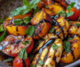 Grilled Peach and Halloumi Salad with Balsamic Glaze