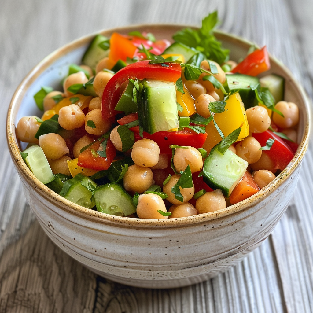how to make Vibrant Mediterranean Chickpea And Cucumber Salad With Fresh Herbs And Tangy Lemon Vinaigrette step by step