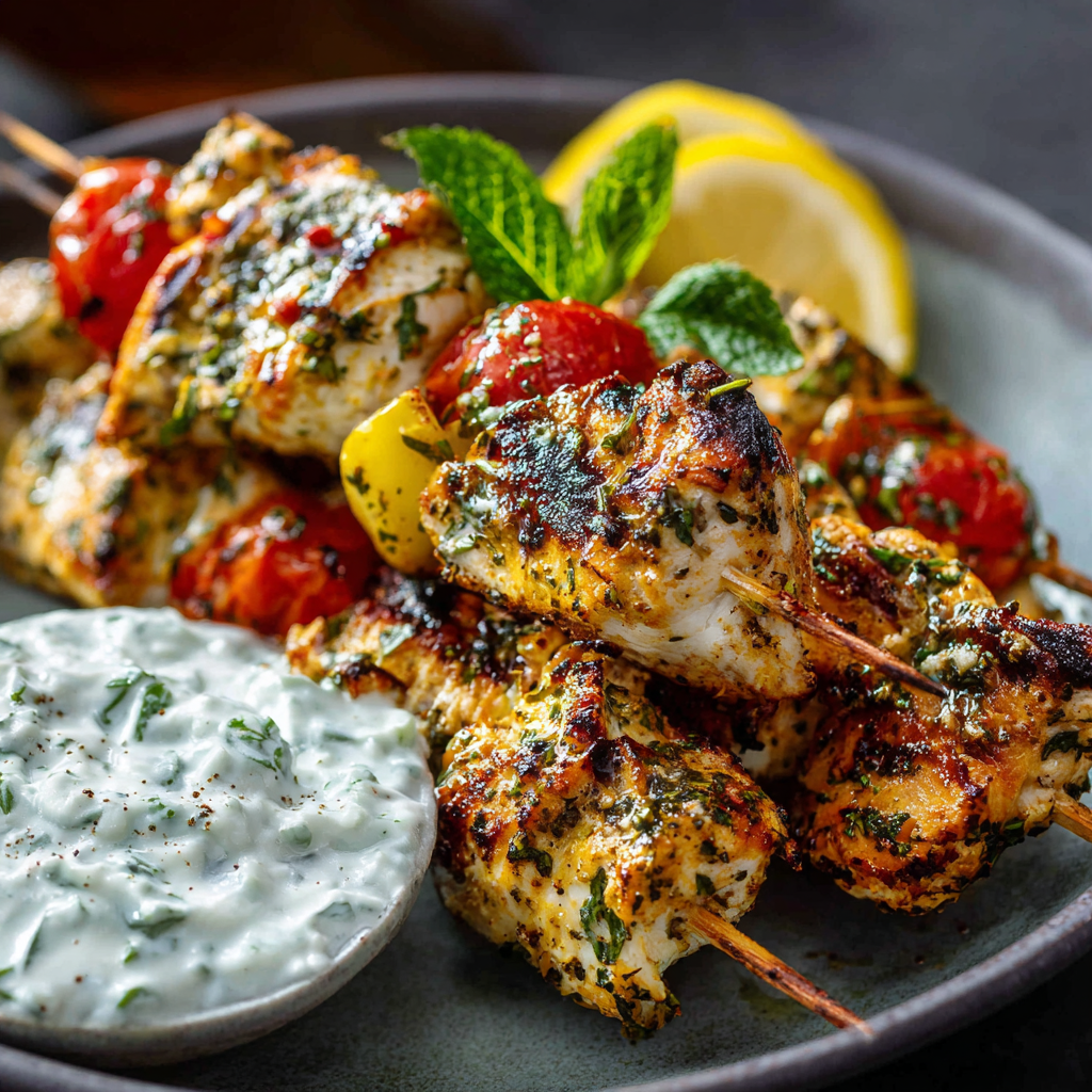 fresh ingredients for Grilled Mediterranean Chicken Skewers With Tzatziki That Steal The Show At Every Cookout