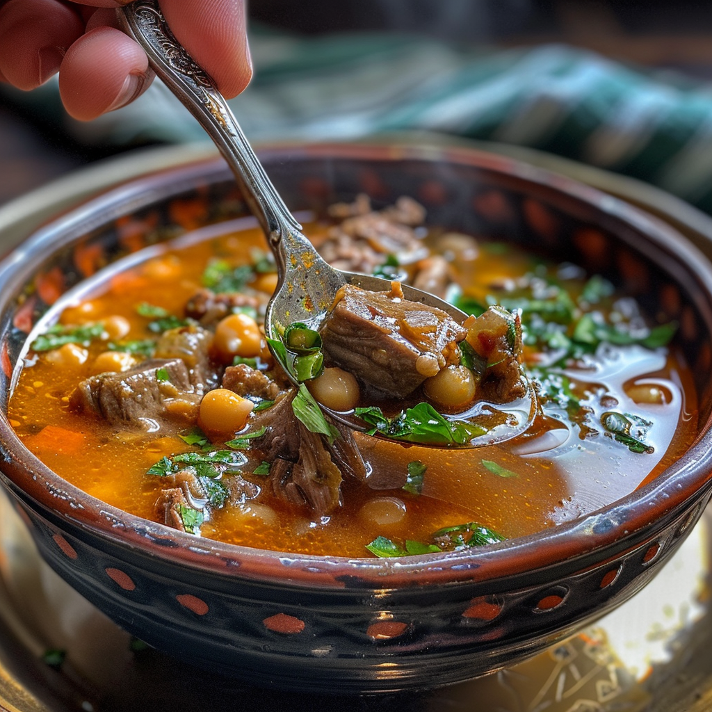 fresh ingredients for Hearty Mediterranean Lamb & Chickpea Soup With Fresh Mint & Lemon Zest For A Cozy Evening (Mediterranean Soups)