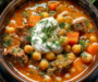 Mediterranean Lamb & Chickpea Soup with Lemon-Dill Yogurt