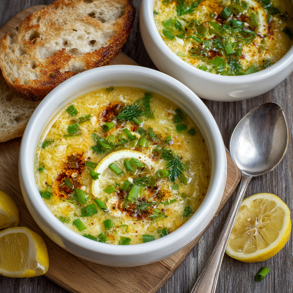 fresh ingredients for This Lemony Greek Egg Drop Soup Is The Comfort Bowl You Didn'T Know You Were Missing