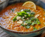 Mediterranean Red Lentil Soup with Spinach, Lemon & Feta