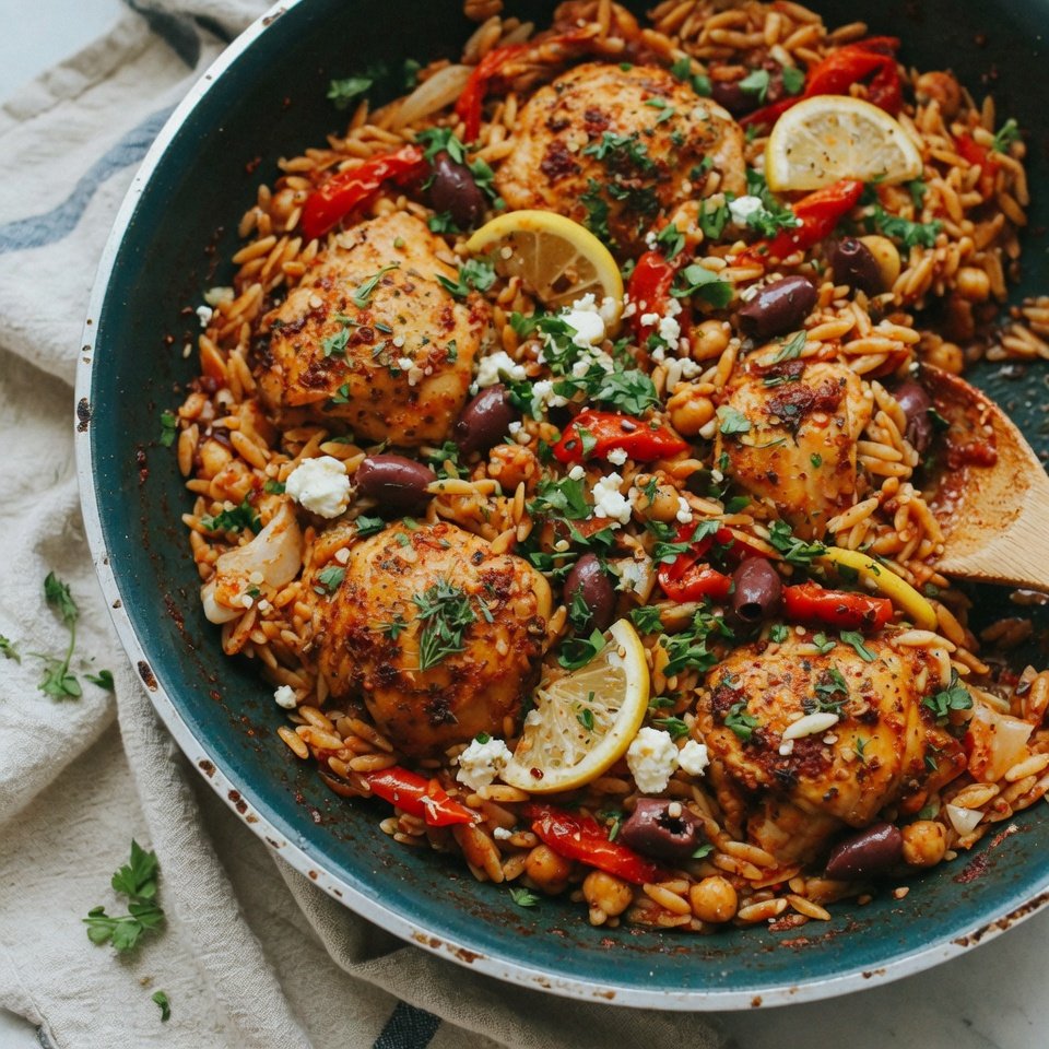 fresh ingredients for Pesto Mediterranean Orzo (Easy Meal Prep!)